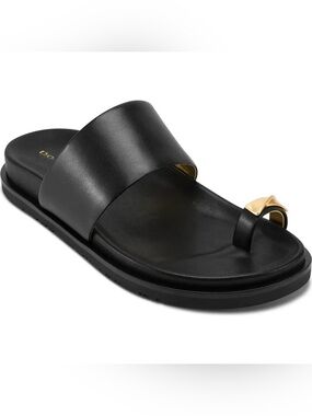 Donna Karan Black Hooper Toe Loop Sandal